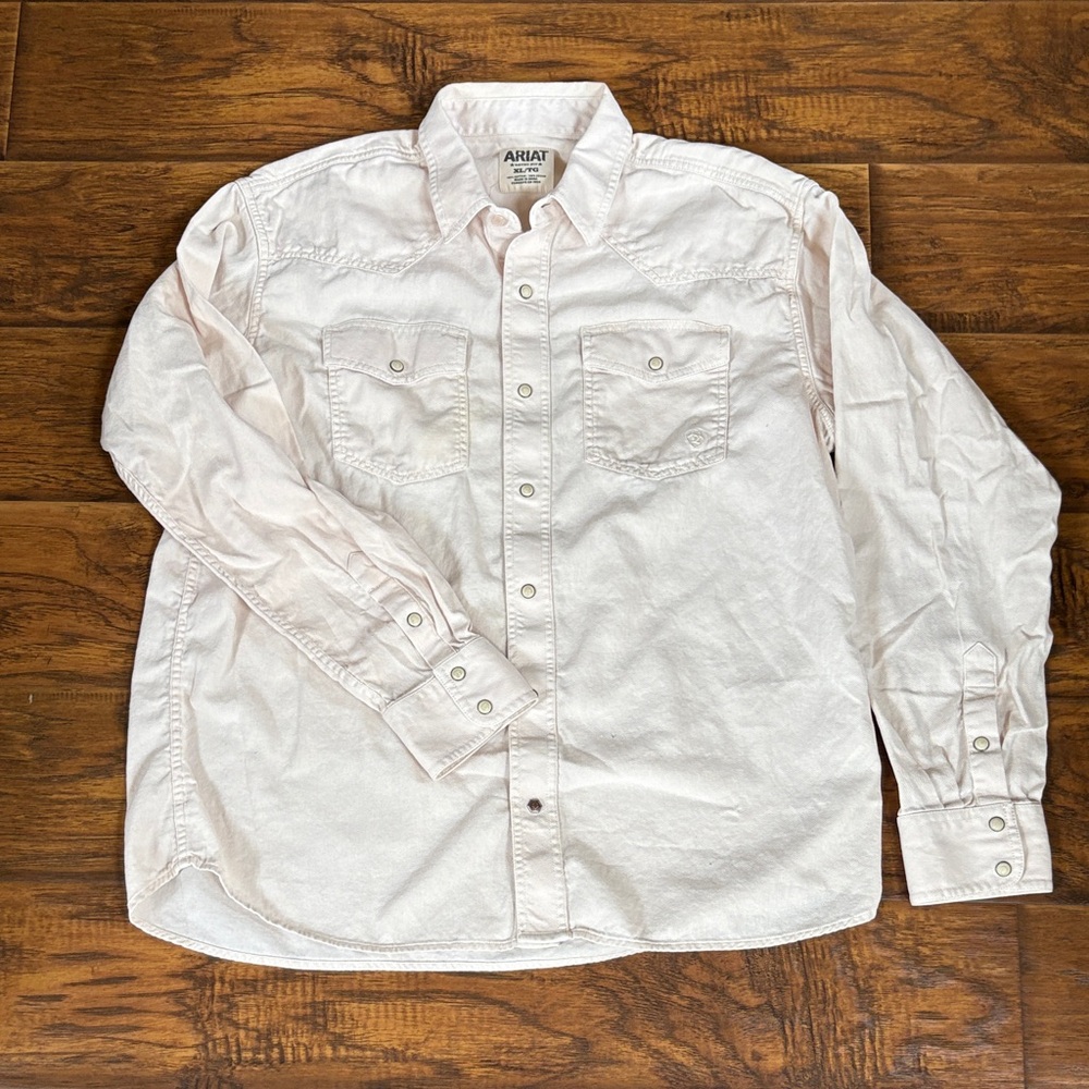 Ariat Men's Light Cream Twill Casual Button-Down Shirt